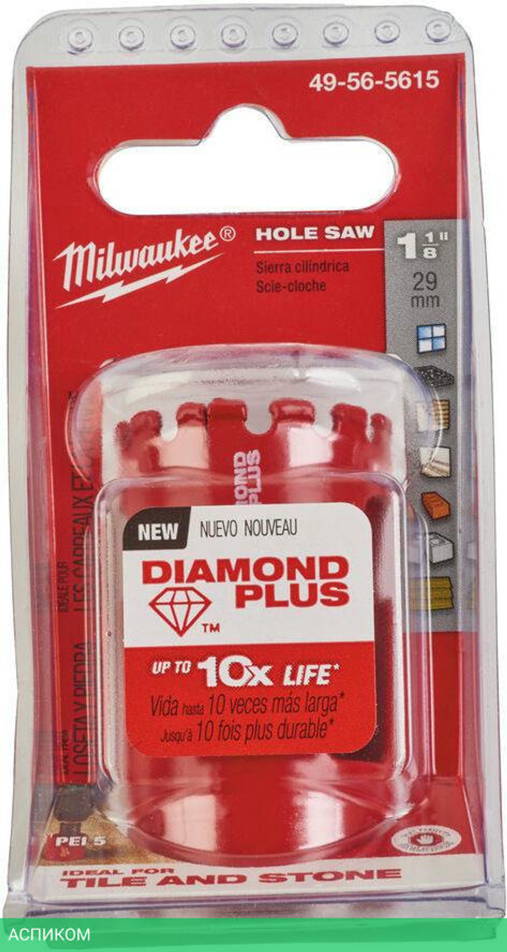 Коронка Milwaukee Diamond Plus 29мм 1/2"x20 (49565615)