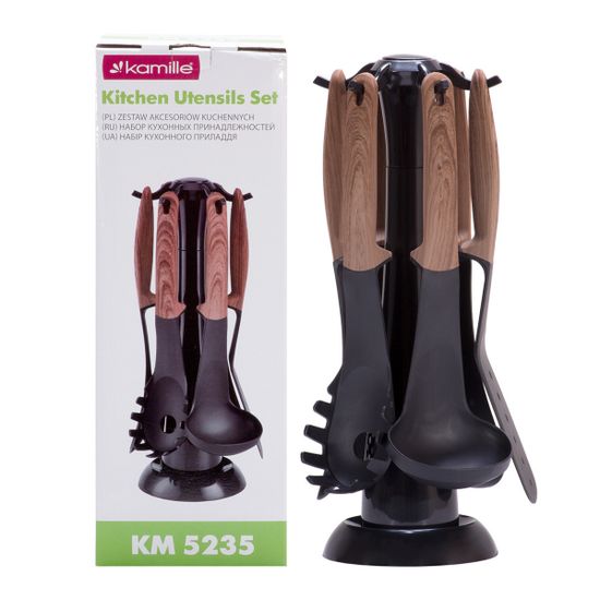 Набор кухонных принадлежностей 7 предметов Kamille KM 5235 с подставкой