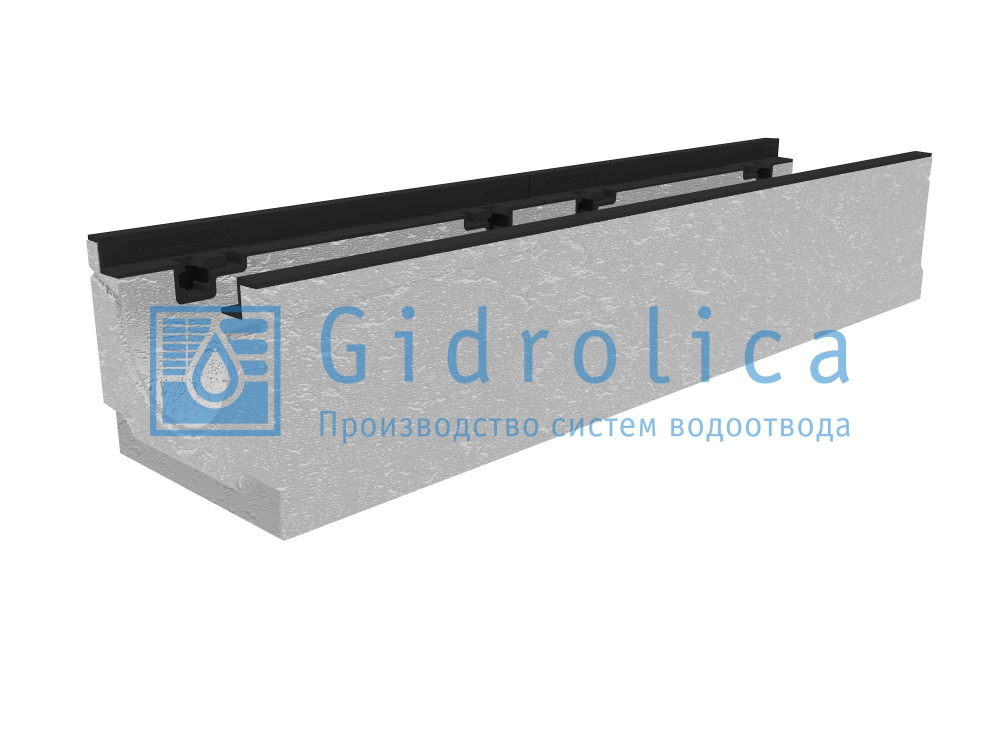 Лоток водоотводный бетонный коробчатый (СО-150мм), с чугунной насадкой, с уклоном 0,5% КUу 100.24,8 (15).21(14,5)-BGZ-S, № -7