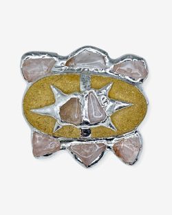 Брошка prickle Pr-Pin-5 розовый кварц галька