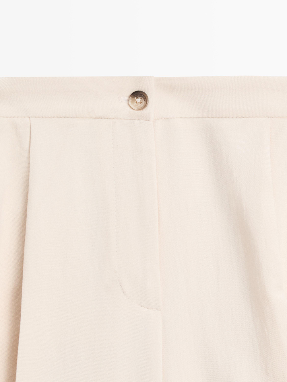 Massimo Dutti Свободные брюки с подвернутыми штанинами, кремовый