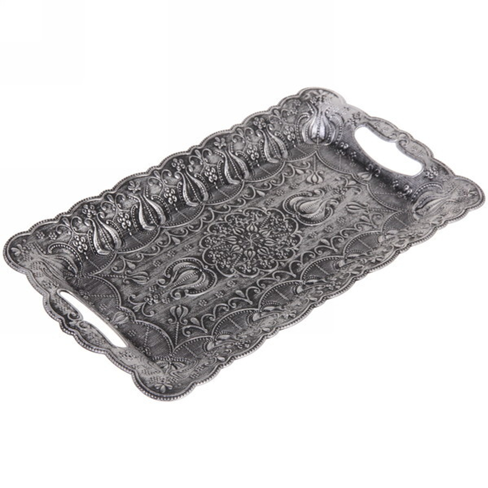 Поднос пластиковый «Античность» 37,5*21см серебро
