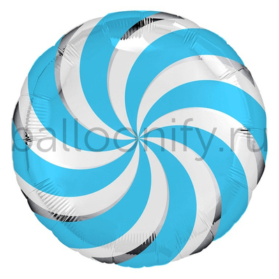 Фольгированная фигура, круг, Леденец голубой,18"/46СМ