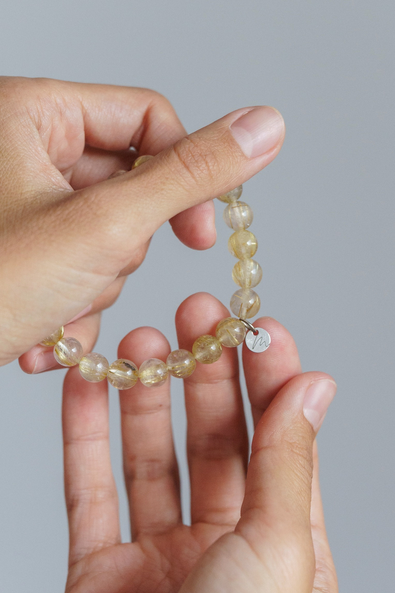 XXX Браслет "Memo about Relationship" из рутилового кварца 8 мм с подвеской