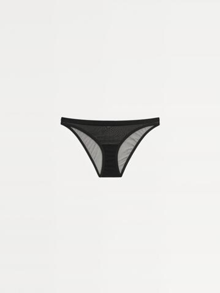 Massimo Dutti Трусы из полупрозрачной сетчатой ткани, черный