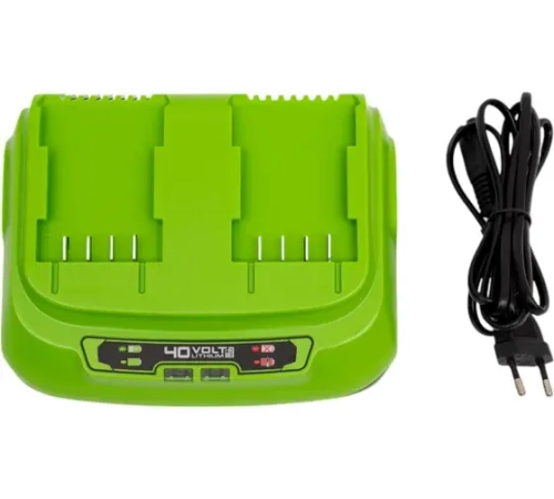 Быстрое зарядное устройство на 2 аккумулятора 40В Greenworks