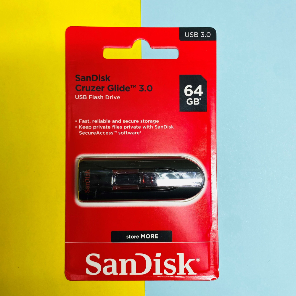 USB Флешка 64GB SanDisk Cruzer Glide, USB 3.0, черная