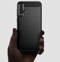 Чехол для Huawei Nova 5 (Nova 5 Pro) цвет Black (черный), серия Carbon от Caseport