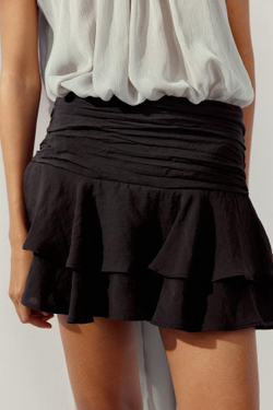 ZARA ЮБКА-ШОРТЫ С ОБОРКАМИ, ЧЕРНЫЙ