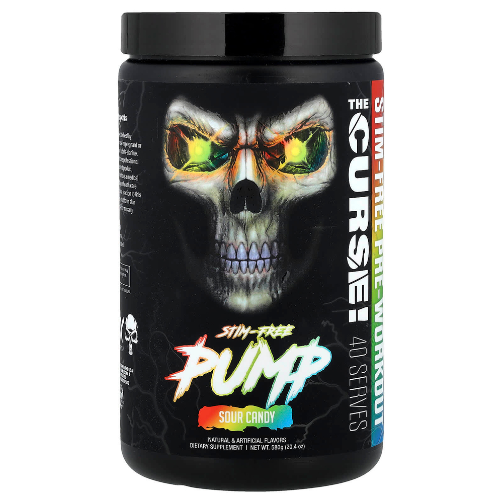 JNX Sports, Stim-Free Pump, предтренировочная добавка, кислая конфета, 580 г (20,4 унции)