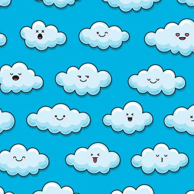 Кавайные облака на голубом фоне