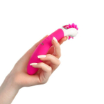 Ярко-розовый клиторальный стимулятор с вращающимися лепестками - 14,5 см. (Цвет: ярко-розовый)