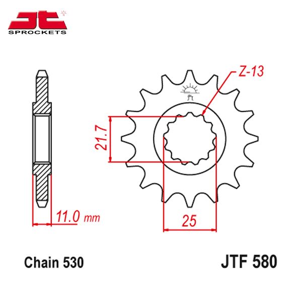 JT JTF580.16RB звезда передняя (ведущая), 16 зубьев