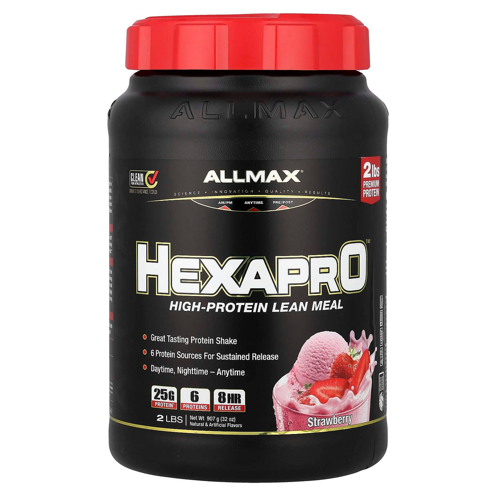 ALLMAX, Hexapro™, высокопротеиновая нежирная мука, со вкусом клубники, 907 г (2 фунта)