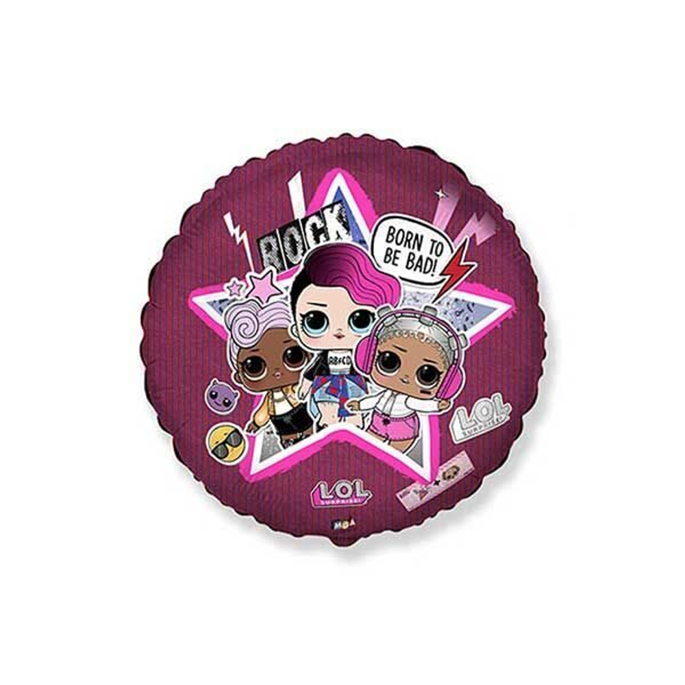 Шар круг "Куклы ЛОЛ Диско" 45 см