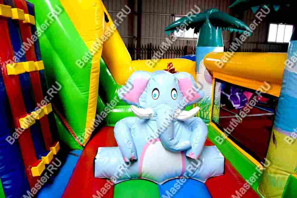 Коммерческий надувной батут "Сафари-джунгли со слоником"