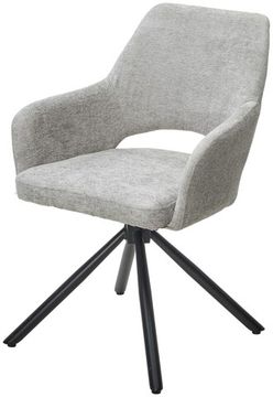 Стул NURI 180 град. поворот. 3018-03 светло-серый, шенилл/ черный каркас