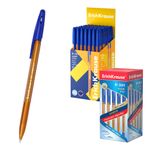 Ручка шариковая Erich Krause R-301 синяя, 0.7мм, жёлтый прозрачный корпус