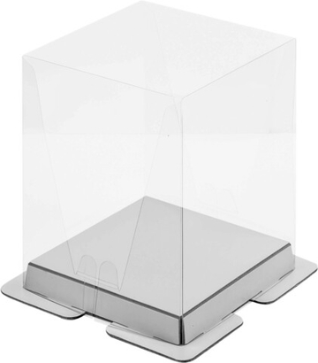 Коробка  Премиум с пьедесталом прозрачная белая 15х15х14