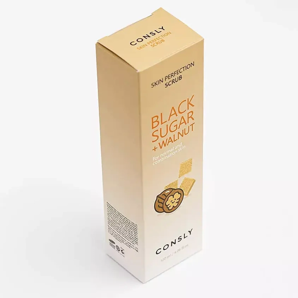 CONSLY Скраб для лица с черным сахаром и экстрактом грецкого ореха Black Sugar & Walnut Skin Perfection Scrub, 120 мл