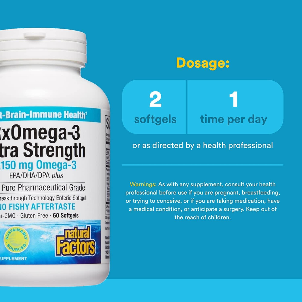 Natural Factors, RxOmega-3, 60 капсул (1570 мг в 1 капсуле)