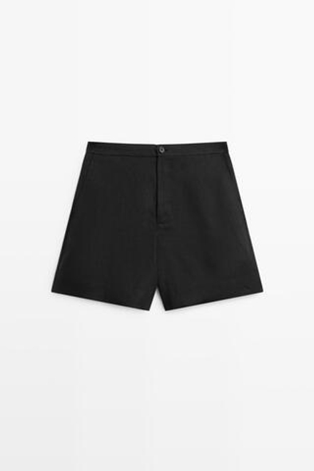 Massimo Dutti Короткие шорты из 100% льна, черный