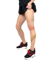 Колготки с принтом в виде цветных спич-баббл на левой ножке (Размер: S-M-L) (Цвет: бежевый)