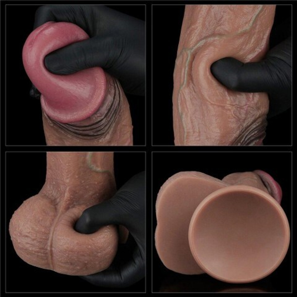 Фаллоимитатор XXL с двойным покрытием (28*7,4) темный