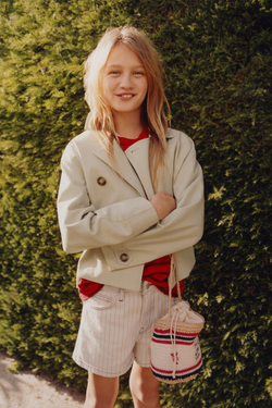 ZARA ДЖИНСОВЫЕ ШОРТЫ В ПОЛОСКУ, БЕЖЕВЫЙ