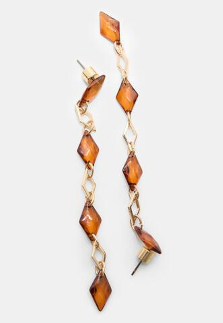 STRADIVARIUS Набор из 2 бриллиантовых сережек-подвесок, горчичный