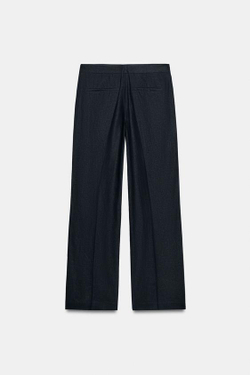 ZARA БРЮКИ-САФАРИ ИЗ ЛЬНА, МОРСКОЙ СИНИЙ