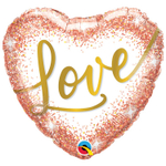 Шар Фольгированный Сердце LOVE глиттер Rose (Розовое Золото)
