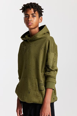 H&M Толстовка с принтом и капюшоном, хаки