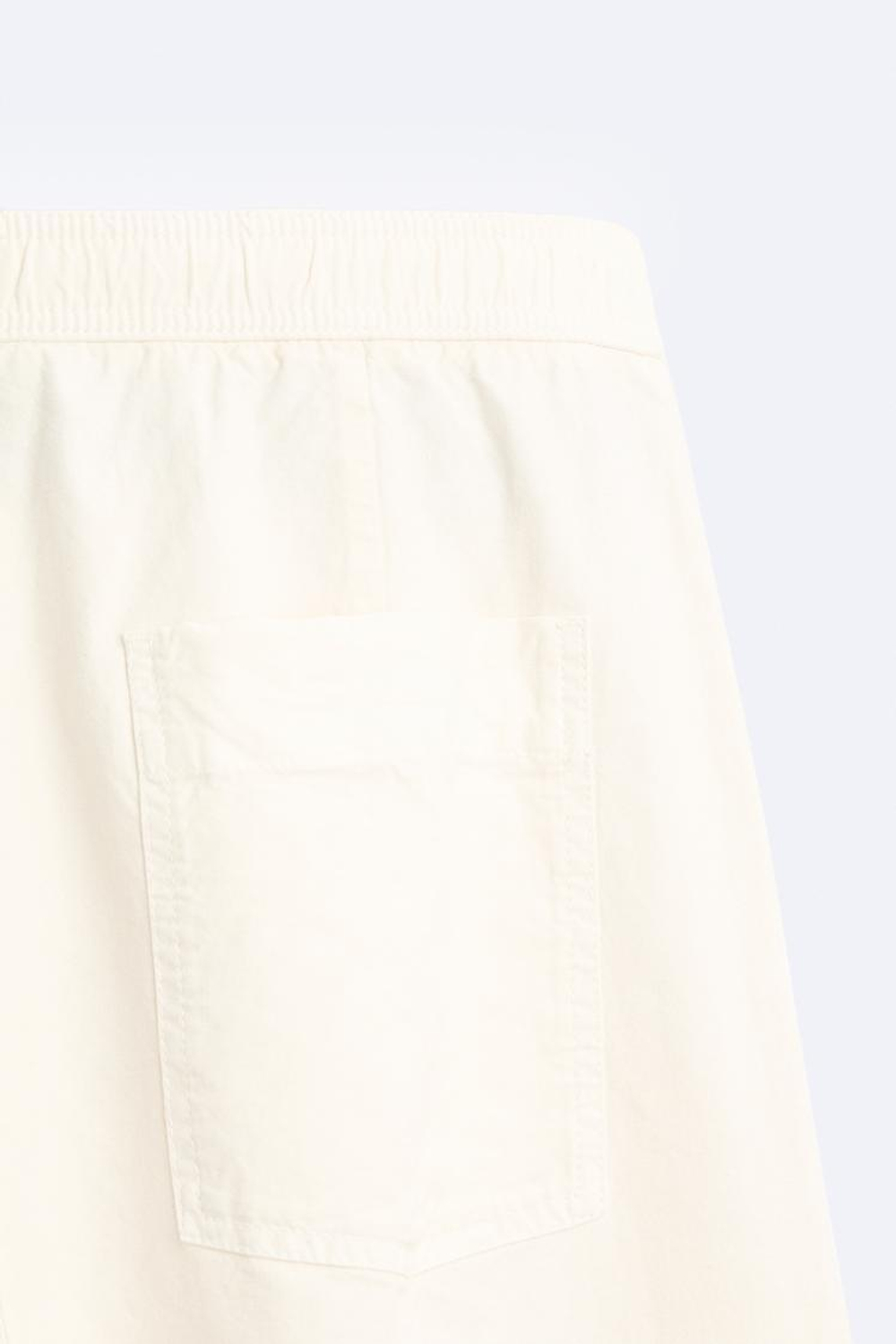 ZARA БРЮКИ ИЗ ХЛОПКА И ЛЬНА, ЖЕЛТОВАТО-БЕЛЫЙ