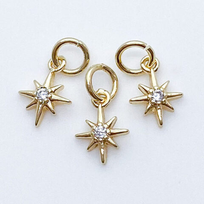 Подвеска Звезда, цвет золото, фианит, размер 10*7 мм, цена за 1 шт