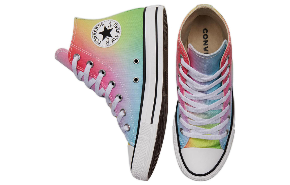 Converse All Star series trendy casual non-slip wear-resistant high-top canvas shoes for men and women with the same rainbow gradient color