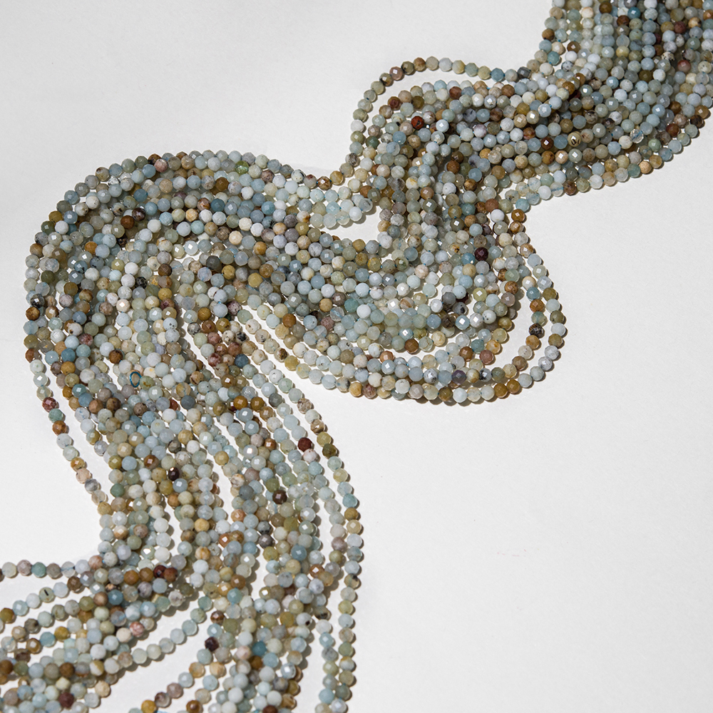 Амазонит с кварцем натуральный, 3,3мм, шар, микроогранка