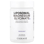 Codeage, липосомальный глицинат магния, 120 растительных капсул