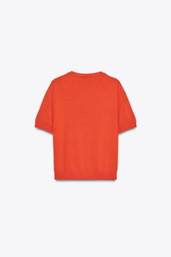 ZARA КАРДИГАН С УЗОРОМ «РОМБЫ», ОРАНЖЕВЫЙ