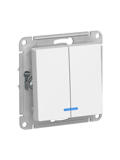 Выключатель 2-кл. AtlasDesign (сх. 5а) 10AX с подсветкой механизм лотос SE ATN001353