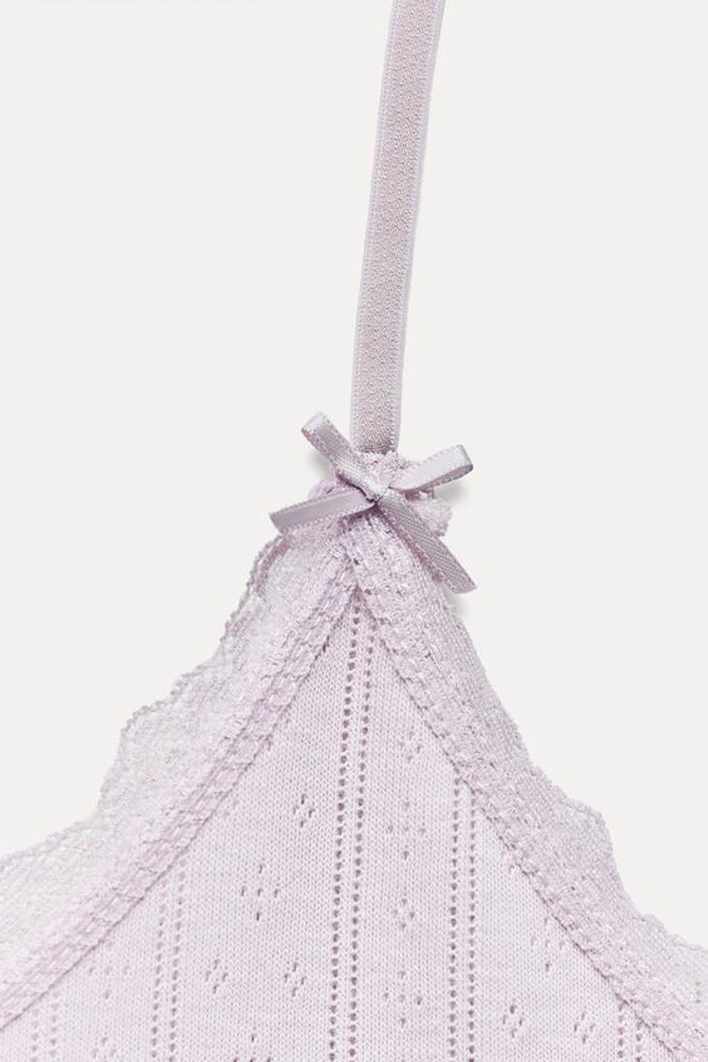 ZARA ПЕРФОРИРОВАННЫЙ ТОП С КРУЖЕВОМ, ЦВЕТ МАЛЬВЫ