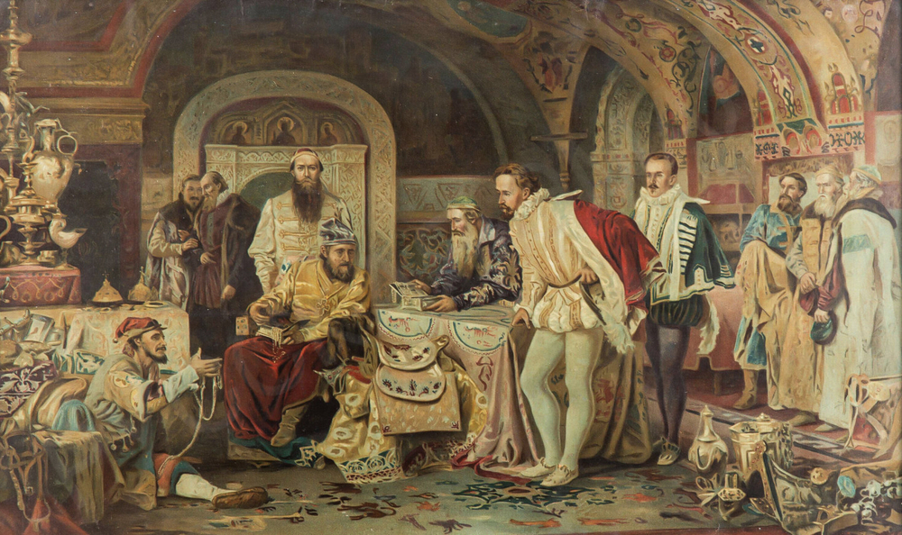 Хромолитография «Иоанн Грозный в своей сокровищнице» по оригиналу А. Д Литовченко. 1901 г.