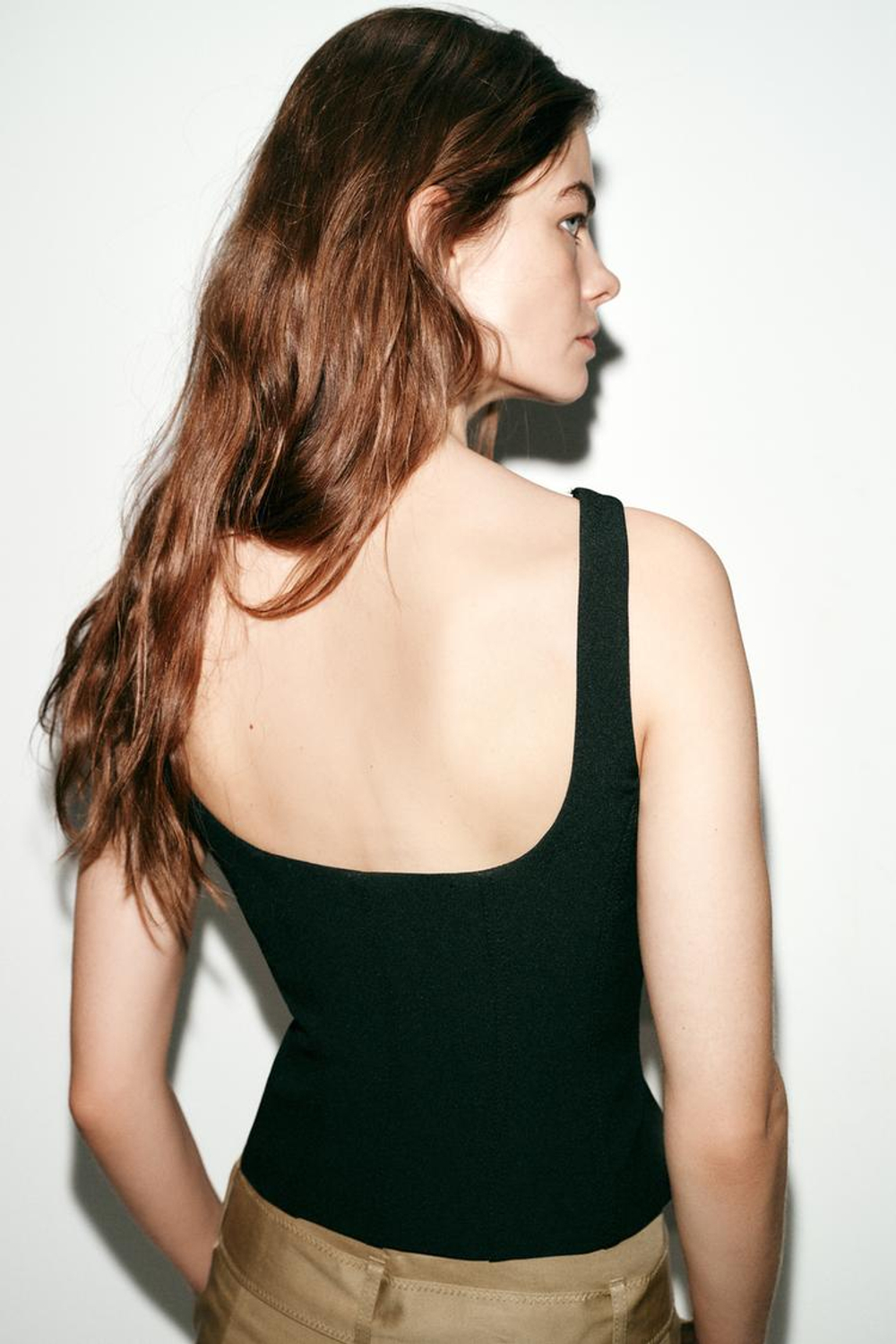 ZARA ТОП-КОРСЕТ С ЗАСТЕЖКОЙ-МОЛНИЕЙ, ЧЕРНЫЙ