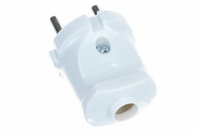 Вилка без заземления 6А 250В АБС-пластик, прямая, белая UNIVersal А113