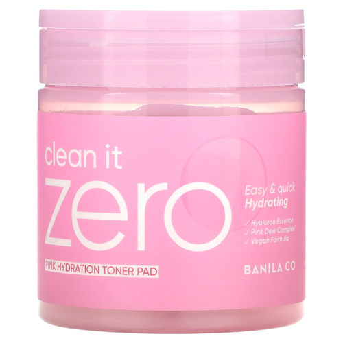 Banila Co, Clean it Zero, увлажняющие салфетки с розовым тонером, 70 подушечек, 235 мл (7,94 жидк. унц.)