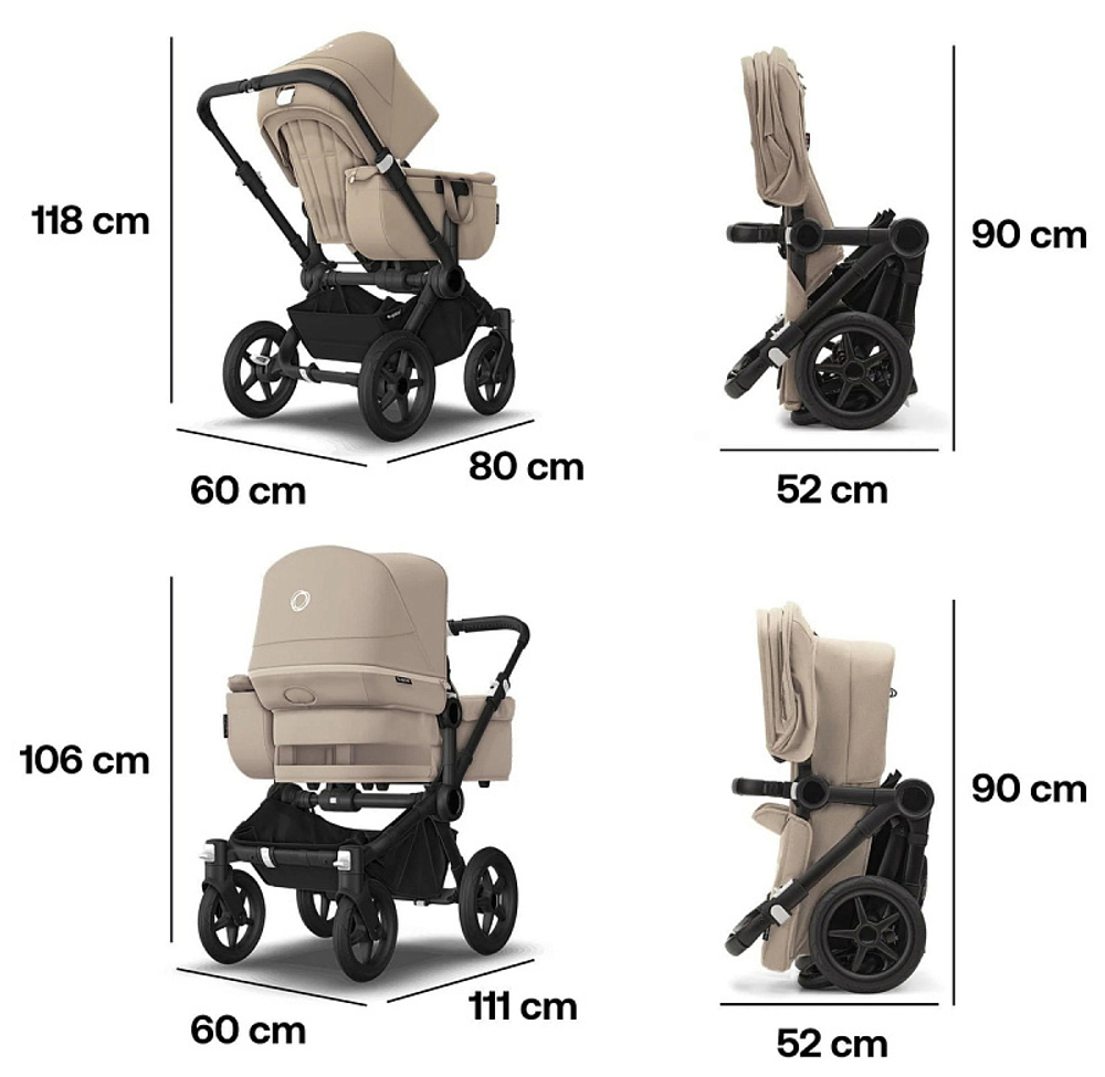 Коляска Bugaboo Donkey 5 Mono Complete 2 в 1 Black/Desert Taupe-Desert Taupe