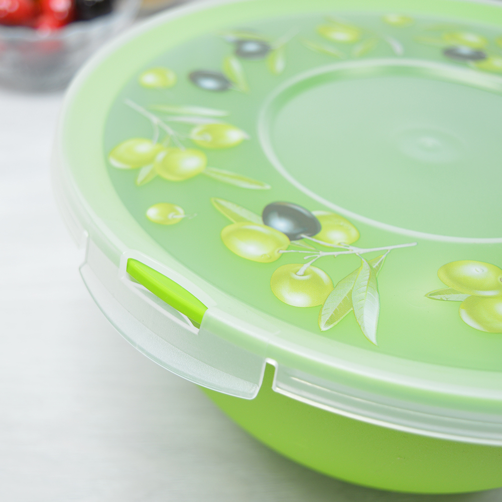 Миска 2л с крышкой "Fresh" олива