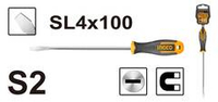 Oтвëртка плоская SL4.0x100 мм INGCO HS684100 INDUSTRIAL