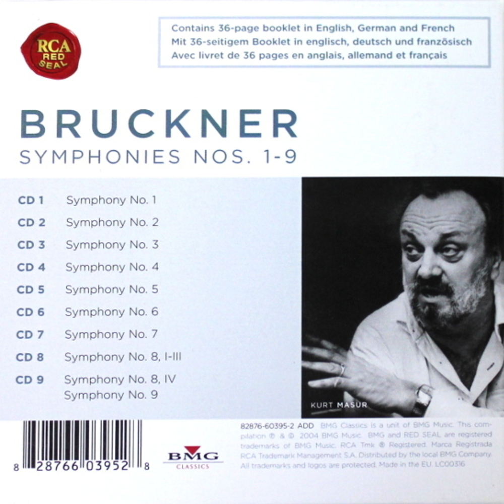 Kurt Masur / Bruckner: Symphonies Nos. 1-9 (9CD)