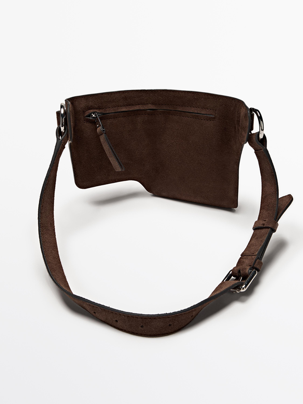 Massimo Dutti Поясная сумка из замши с двумя отделениями, норка